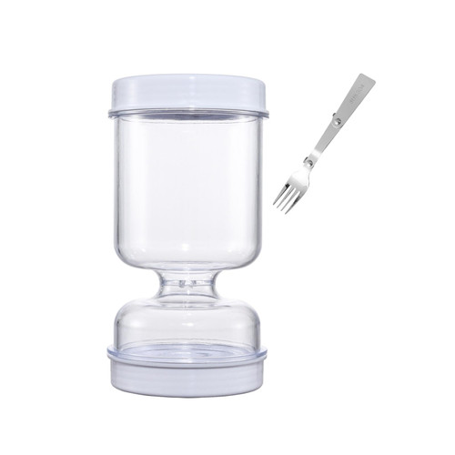 B Baosity Pickle Flip Jar, Pickle Jar with Fork Household Container Olive Hourglass Jar, Airtight Kimchi Jar, for Jalapenos Gerkins Okra Olives Onions