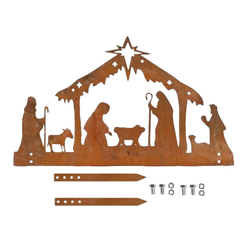 Colcolo Metal Nativity Scene Silhouette, Outdoor Nativity Silhouette, Holy Family Nativity Yard Sign, Christmas Decoratio for Garden, Lawn, Brown, 40cmx25cm