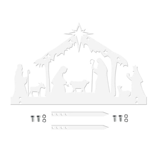 Colcolo Metal Nativity Scene Silhouette, Outdoor Nativity Silhouette, Holy Family Nativity Yard Sign, Christmas Decoratio for Garden, Lawn, White, 30cmx19cm