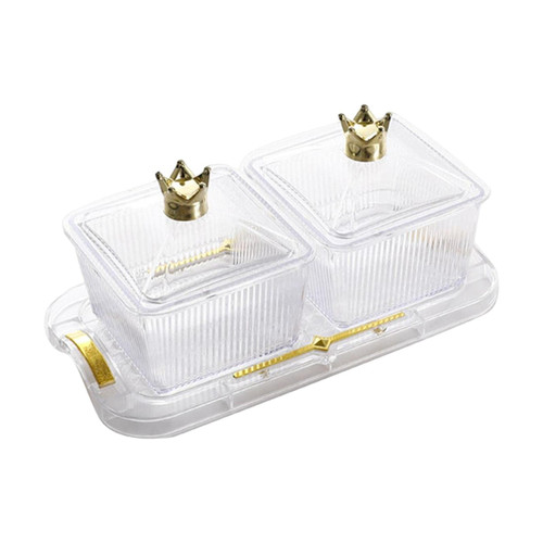 MagiDeal Fruit Plate Serving Container Food Storage Organizer Appetizer Tray Divided Serving Tray Fruit Platter for Snacks Dessert Fruit Party Supply, Clear and 2 grids