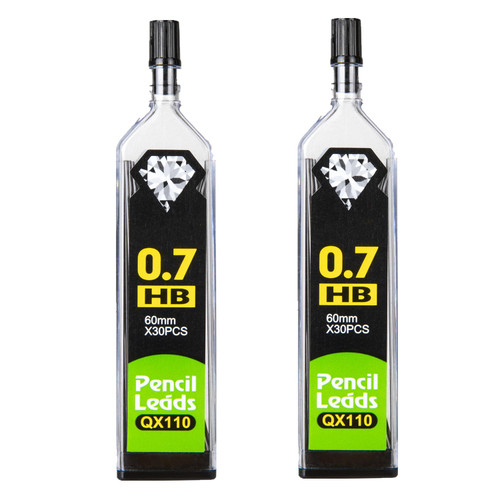 WQR 60 PCS Pencil Lead Refills 0.7MM Mechanical Pencil Lead 0.7 Refills Pencil Lead 0.7 mm HB #2 Lead Refills Break Resistant Mechanical Pencil Leads Pack of 2 Tubes