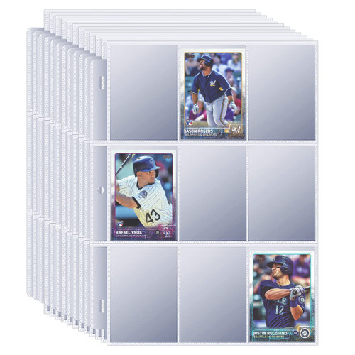 900 Pockets Baseball Card Sleeves, Double Side 9-Pocket Trading Card Binder Sleeves Page Protectors Sheet Fit 3 Ring Binder for Game Cards, Sports Cards, Coupons, Business Cards