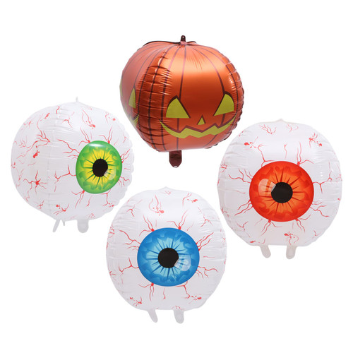 BESTOYARD 4pcs Eyeball Pumpkin Balloons Halloween Balloons Kids Decor Halloween Decor Halloween Scary Balloons Inflatable Eyeball for Garden Halloween Latex Balloons Aluminum Film Outdoor 4d