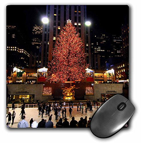 3dRose LLC 8 x 8 x 0.25 Inches Mouse Pad, Christmas Lights at Rockefeller Center in New York (mp_45489_1)