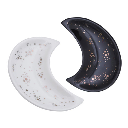 Holibanna 2pcs Moon Jewelry Tray Ceramic Tray Garnish Tray Trinket Tray Ring Dish Jewelry Storage Tray Flower Jewelry Plate Moon Trinket Dish Tray Decorative Moon Jewelry Dish Make up