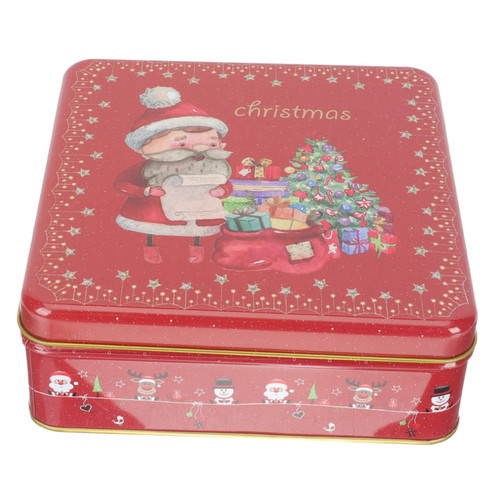 BESTOYARD Box Square Gift Box Gift Wrap Boxes Candy Bowls Decorative Christmas Cookie Tins Christmas Nesting Tins Empty Tin Box Tinplate Red Festive Candy Box Xmas Tinplate Storage Box Metal