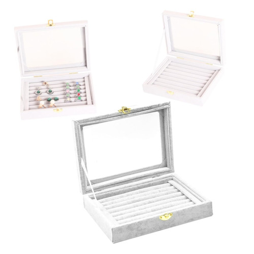 Holibanna Necklaces Storage Holder Jewelry Containers Jewelry Box Earring Storage Organizer Earring Jewelry Box Necklace Jewelry Box Earring Bix Jewelry Ring Box Storage Box Light Grey Small