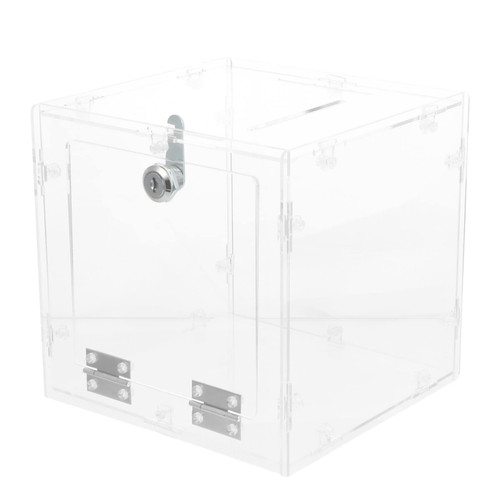 ERINGOGO Acrylic Donation Box with Lock Clear Ballot Suggestion Box Money Storage Container Raffle Box Tip Jar for Fundraising Voting Charity Ballot Contest Suggestions
