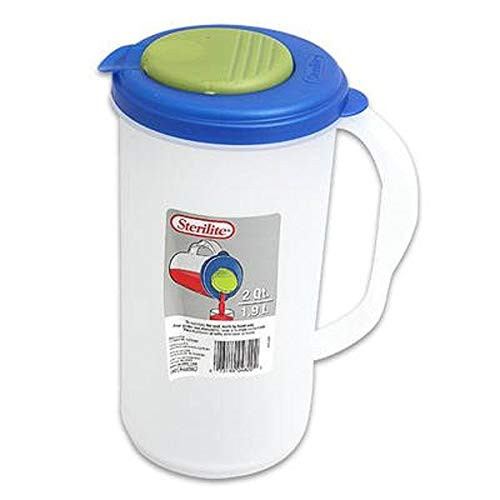 Sterilite 2 Quart, 64oz Clear Plastic Flip Top Pour Drink Pitcher with Lid (12 Pack)