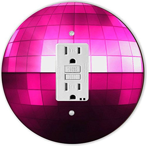 Rikki Knight RND-GFISINGLE-101 Purple Disco Ball Round Single GFI Light Switch Plate