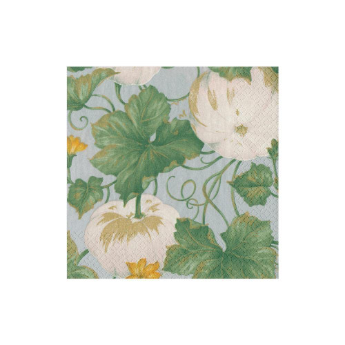 Caspari Heirloom Pumpkins Paper Cocktail Napkins in Grey & White - Two Packs of 20