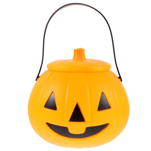 Ciieeo Halloween Pumpkin Bucket 17CM Large Plastic Portable Trick or Treat Pumpkin Candy Buckets for Halloween Party Decoration