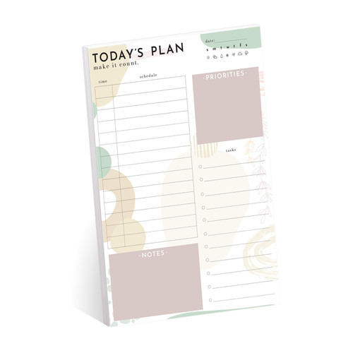 Today's Plan Daily Planner Pad / 8" x 11.5" Sticky Note Fill in Task Tracker/Unique Boho Design/Earth Tone Organizational Lists