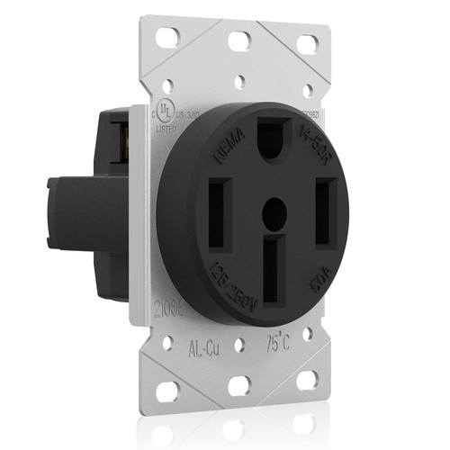 ELEGRP 50 Amps 125/250V Range Oven Stove Receptacle, Flush Mounting Power Outlet, NEMA 14-50R, Straight Blade Heavy Duty Range Receptacle, Grounding, 3 Pole 4 Wire, UL Listed, 1 Pack ELEGRP 50 Amps 125/250V Range Oven Stove Receptacle, Flush Mounting Power Outlet, NEMA 14-50R, Straight Blade Heavy Duty Range Receptacle, Grounding, 3 Pole 4 Wire, UL Listed, 1 Pack