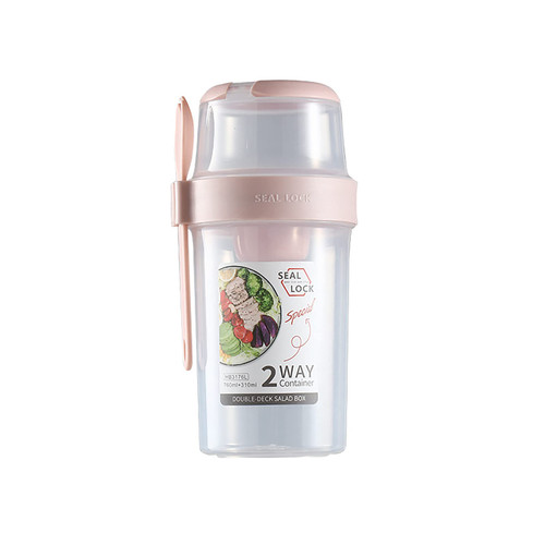 MANMAOHE 25.7oz Keep Fit Salad Meal Shaker Cup Fresh Salad Cup with Fork and Salad Dressing Holder Portable Fruit Vegetable Salad Cups Container for Work Travel Picnic