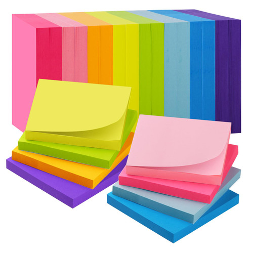 HappyHapi Sticky Notes, 24 Pads, Sticky Notes 3x3, Bright Colors Sticky Note, Super Sticky Note Pads for Office, Home, School, Meeting, 80 Sheets/pad