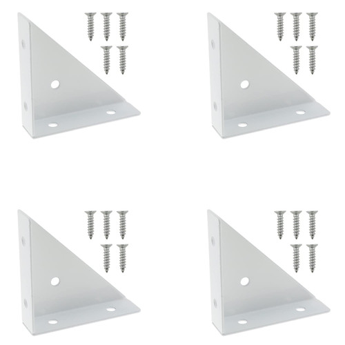 Angle Corner Bracket DGZZI 4PCS White Bed Corner Braces, Metal Corner Brace Brackets, Corner Shelf Support Brackets for Bed Table Cabinet, Right Angle Bracket