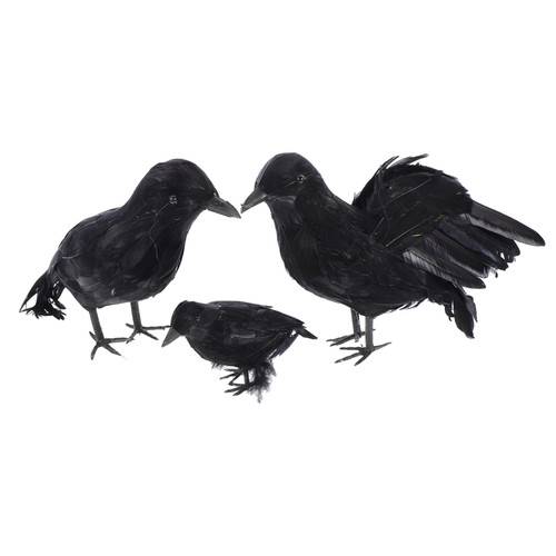 BESTOYARD 3pcs Simulation Black Crow Desk Top Decor Halloween Decor Witch Decor Crow Ornament Crow Toy Desk Topper Simulated Crow Halloween Party Decor Supply Crow Decor for Halloween Black