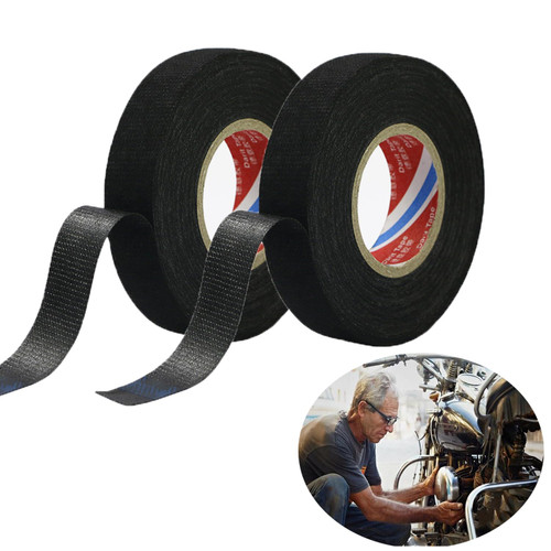 2 Rolls Wire Harness Cloth Electrical Tape, Wire Loom Tape Automotive Cloth Tape, Heat Proof Noise Resistance Fabric Tape for Automotive Electrical Wrap Protection Insulation Cable Fixed. (50mm)