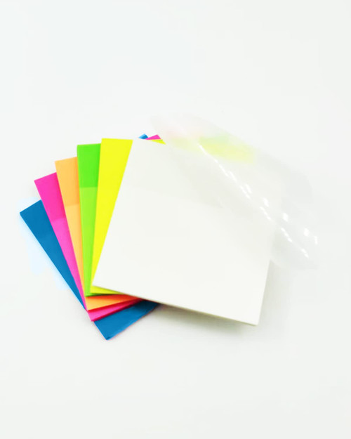 AOBYMIN 300 Sheets Transparent Sticky Notes, 3x3 Inch Color Clear Sticky Notes, Waterproof See Through Translucent Notes for School Office Annotation Supplies (Bright Color)