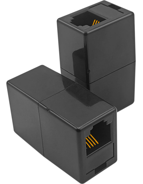 NECABLES 2Pack RJ11 Coupler Phone Line Connector Telephone Cord Adapter RJ11 6P4C Female to Female for Landline Phone and Fax Black