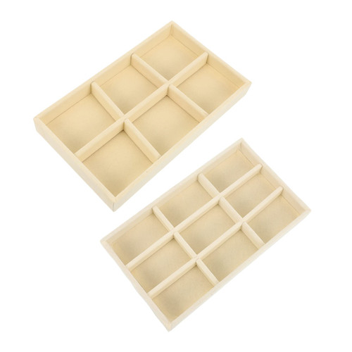 Holibanna 2pcs Storage Box Earring Storage Organizer Jewelry Tray Earring Tray Flannel Yellow Storage Tray for Necklace Jewelry Earring Plate Necklace Tray Accessories Storage Rack