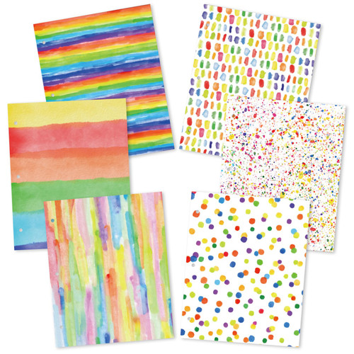 Binder Folders 3-Hole Punched Folders with Pockets for 3-Ring Binder Watercolor Portfolios Letter Size School Office