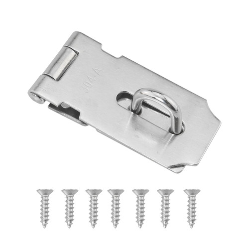 DGBRSM Door Locks Hasp Latch Silver Stainless Steel Padlock Hasp Latch Lock with Screws