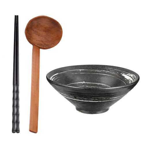 Happyyami Korean Ramen Korean Ramen Ceramic Japanese Ramen Bowls Noodle Soup Bowls with Matching Spoon and Chopsticks for Salad Udon Pho Asian Noodles Metal Chopsticks Metal Chopsticks