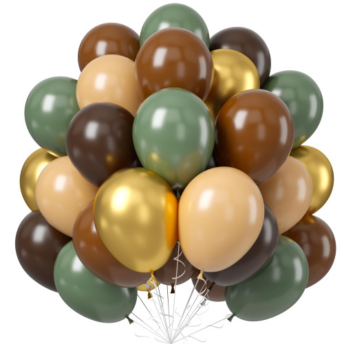 Green and Brown Balloons, 60 PCS Sage Green Dark Brown Beige Latex Balloons Set with Metallic Gold Balloons, Olive Green Gold Nude Coffee Party Balloon for Jungle Safari Woodland Birthday Decorations Green and Brown Balloons, 60 PCS Sage Green Dark Brown Beige Latex Balloons Set with Metallic Gold Balloons, Olive Green Gold Nude Coffee Party Balloon for Jungle Safari Woodland Birthday Decorations