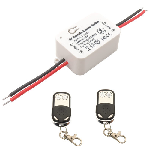 DieseRC 433Mhz Universal Wireless Remote Control Switch DC 12V 1CH RF Relay Receiver Module with 2 Transmitters, EV1527 Learning Code Smart Home Remote Switch