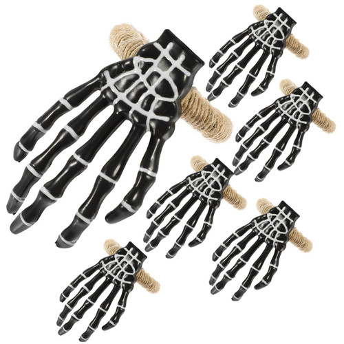 Halloween Decor 6pcs Skeleton Hand Napkin Rings Halloween Skull Hand Napkin Buckles Gothic Napkin Holders Halloween Home Dining Table Decor Black Dining Table Decor