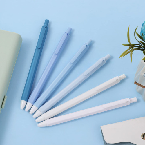 TIESOME Cute Ballpoint Pens, 6Pcs 0.5mm Retractable Large Capacity Ballpoint Pens Black Ink Smooth Writing Quick-drying Pens for School Office Gift Supplies(Blue)