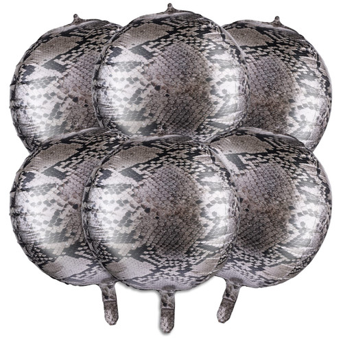 Prasacco 6 Pieces 22inch Foil Snake Balloons for Party, Large Snake Print Balloons for Snake Party Decorations 4D Round Foil Animals Balloon for Safari Animals Theme Party Decorations Supplies
