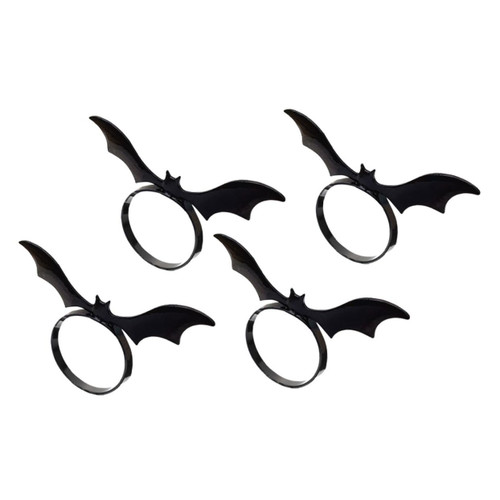 BESTOYARD 4Pcs bat Napkin Ring Halloween Decor Black Trim Black Metal Table Decoration Buckle Napkin Decor Buckle Halloween Party Creative Halloween Napkin Rings Halloween Napkin Buckles tie