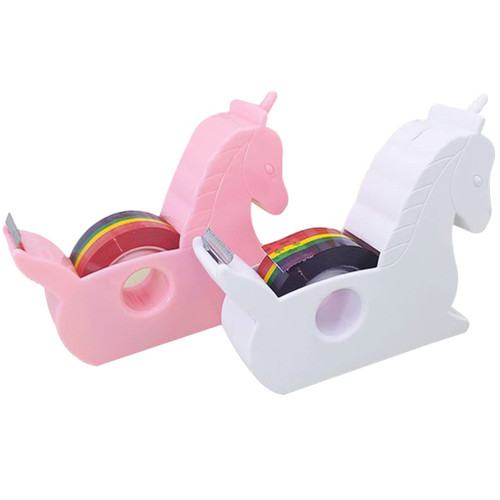STOBOK 2pcs Tape Dispenser Cartoon Tape Holder Unicorn Shape Rainbow Tape Cutter Washi Tape Dispensers Desktop Washi Paper Dispenser for Office Home School
