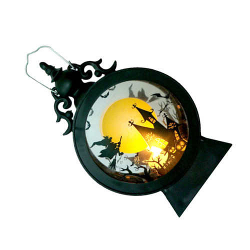 Housoutil Halloween Lantern LED Candle Lights Outdoor Lantern Mini Lantern Halloween Lantern Decor Halloween Lantern Skull Skeleton Lantern Electronic Component Black Lantern Decorative