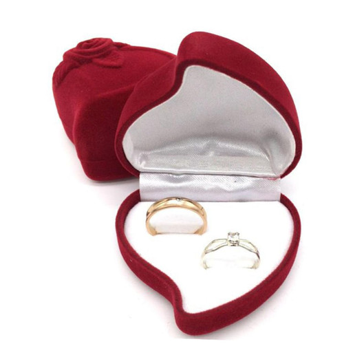 Holibanna Box Ring Jewelry Box Organizer Engagement Ring Storage Case Heart Shaped Ring Box Double Ring Storage Case Storage Box Packing Box Heart-shaped Red Wedding Ring Holder