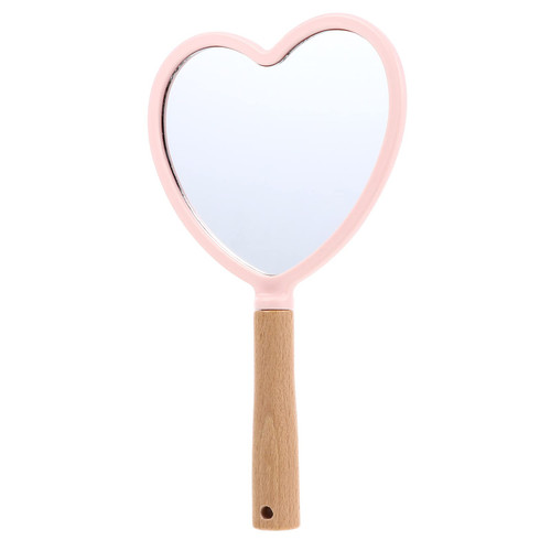 Uonlytech Led Makeup Mirror Led Makeup Mirror 1Pcs Wooden Handle Handheld Cosmetic Mirror Portable Heart Shaped Mirror Handheld Portable Cosmetic Mirror for Women Led Vanity Mirror Led Vanity Mirror