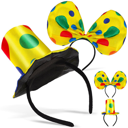 NUOBESTY 4PCS Clown Headband Clown Top Hat Jumbo Polka Dots Headwear Jester Carnival Circus Costume for Halloween Cosplay Costume NUOBESTY 4PCS Clown Headband Clown Top Hat Jumbo Polka Dots Headwear Jester Carnival Circus Costume for Halloween Cosplay Costume