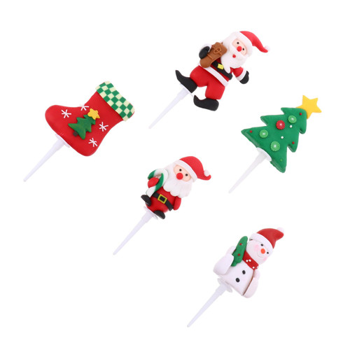 BESTOYARD 5pcs Cake Insert Xmas Cupcake Topper Holiday Party Decorations Christmas Tree Baby Decorations Drink Garnish Birthday Cake Topper Cake Picks Xmas Cake Inserts Xmas Cake Adornment