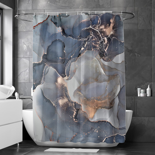 Yasida Shower Curtain, Marble Shower Curtains for Bathroom, Grey Abstract Painting Modern Shower Curtains Decor, Waterproof Fabric Shower Curtain, 72 x 72 inch, with 12 Hooks