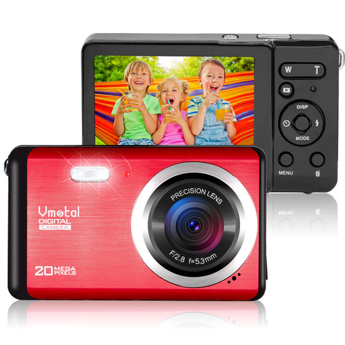 Digital Camera, 20MP Digital Point and Shoot, 1080P FHD Kids Camera with 8X Digital Zoom, 2.8 Inch LCD Screen Rechargeable Compact Camera Vlogging Camera for Kids Teens Girls Boys (Red)