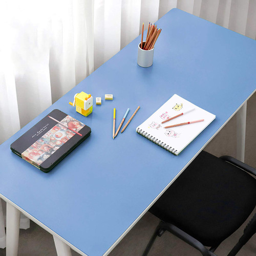 Multifunctional Office Desk Mat,PU Leather Desk Blotter,Laptop Desk Mat,Large Mouse Pad,Waterproof Desk Writing Pad for Office Home-Blue 31.5x19.7inch