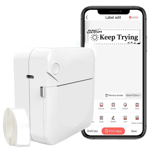 Label Maker Machine with Tape, WAKLOND Mini Label Maker Sticker Maker for Storage, Shipping, Barcode, Mailing, Office,Home, Organizing, Portable Bluetooth Label Printer with Multiple Templates