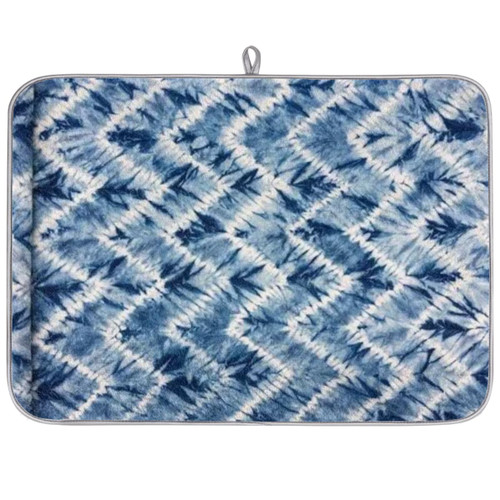 Tiedye Blue Dish Drying Mat for Kitchen Counter Reversible Microfiber Absorbent Dish Drying Pads Dry Dish Drainer Mat 18 x 24 in