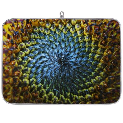 Sunflower Blossom Dish Drying Mat for Kitchen Counter Reversible Microfiber Absorbent Dish Drying Pads Dry Dish Drainer Mat 18 x 24 in