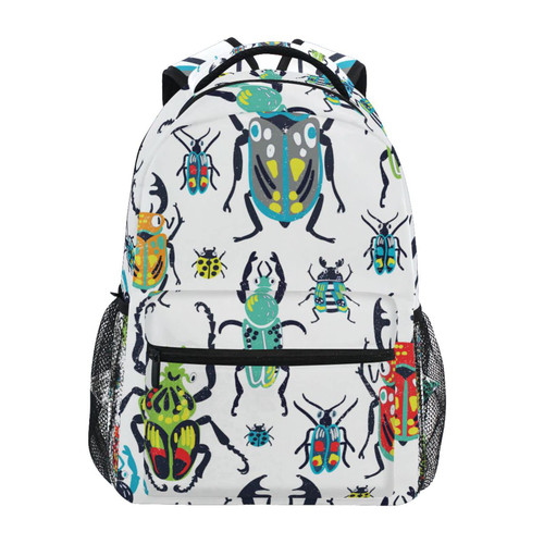 Krafig Bugs Beetles Watercolor Boys Girls Kids School Backpacks Bookbag, Elementary School Bag Travel Backpack Daypack