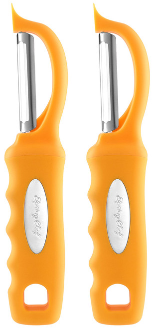 Spring Chef Premium Swivel Vegetable Peeler, Soft Grip Handle and Ultra Sharp Stainless Steel Blades - Perfect Kitchen Peeler For Veggie, Fruit, Potato, Carrot, Apple - Mango - Set of 2 Spring Chef Premium Swivel Vegetable Peeler, Soft Grip Handle and Ultra Sharp Stainless Steel Blades - Perfect Kitchen Peeler For Veggie, Fruit, Potato, Carrot, Apple - Mango - Set of 2