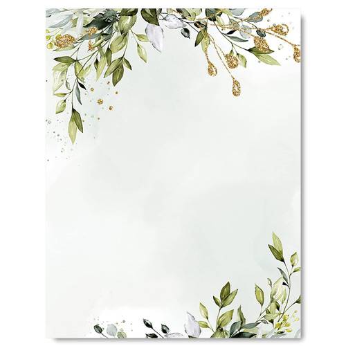 AnyDesign 80 Pack Leaf Theme Stationery Letterhead Paper Greenery Letter Paper Watercolor Writing Paper Notes Greeting Paper for Wedding Invitation Office Crafts Printing Supplies, 8.5 x 11 Inch